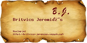 Britvics Jeremiás névjegykártya